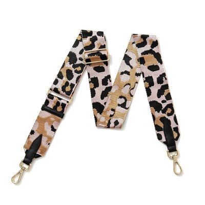 Bag Strap with Silken Finish and Leather Ends-Leopard Luxe