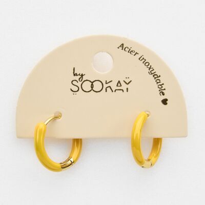 Boucles d'oreilles créoles en acier inoxydable aux couleurs variées : orange
