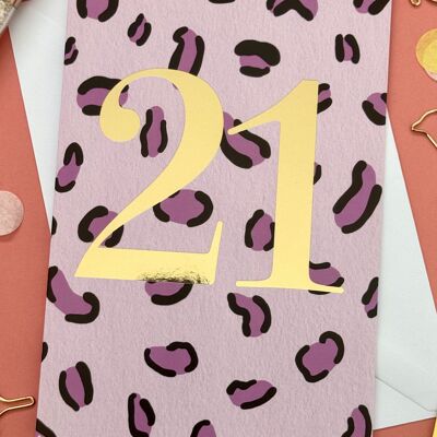 21st Birthday Leopard Print Card - 105x148mm