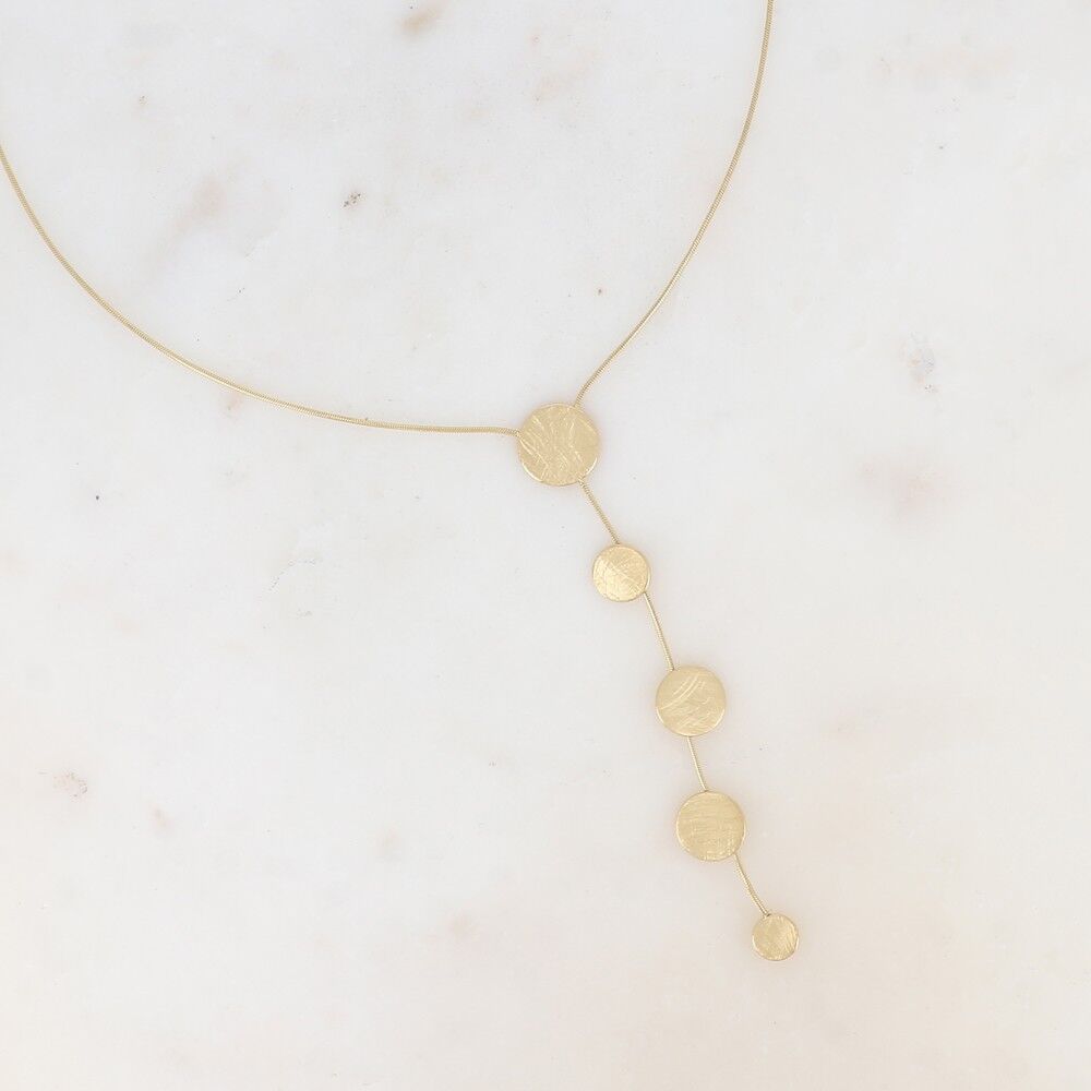 Collana Y - dischi rotondi effetto spazzolato