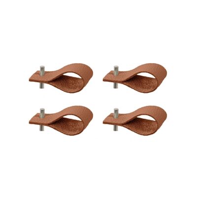 Napkin rings, set of 4, brown natural leather