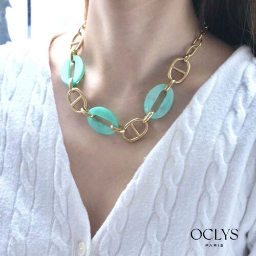 Collier gros maillons doré coloré acier inoxydable Gili