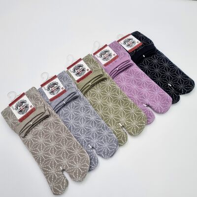 Japanese tabi socks with Asanoha pattern made in Japan FR 34-39
