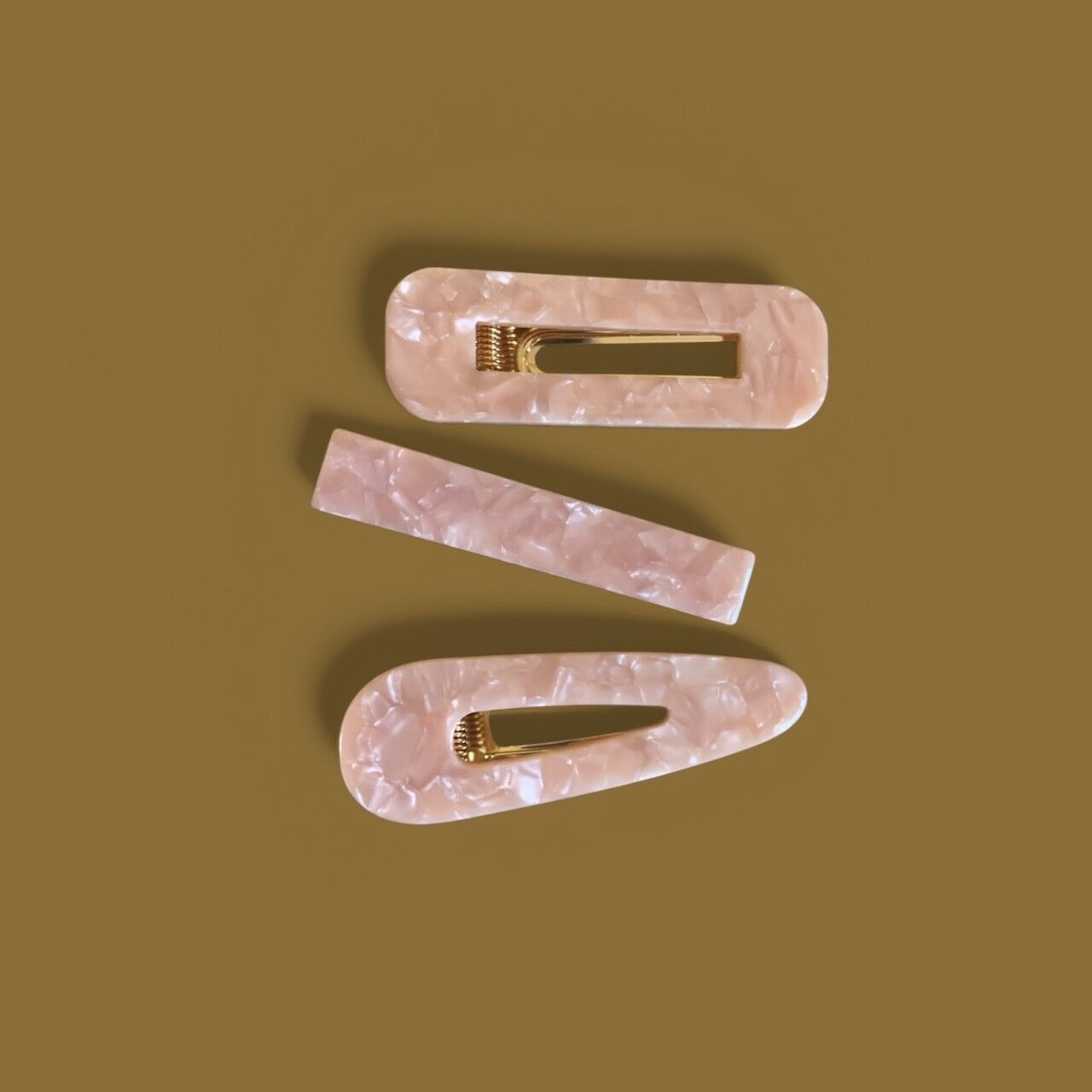 Trío de pasadores - Rosa perlado