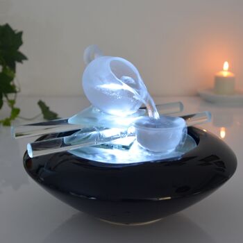 Fontaine d'Intérieur - Tea Time - Cristal Line en Verre et Céramique - Décoration Méditation - Lumière Blanche - Idée Cadeau Déco 2