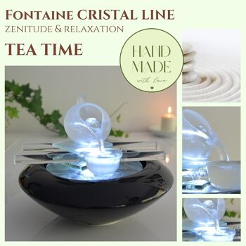 Fontaine d'Intérieur - Tea Time - Cristal Line en Verre et Céramique - Décoration Méditation - Lumière Blanche - Idée Cadeau Déco 5