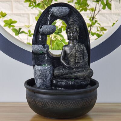 Fontana da Interno - Armonia - Atmosfera Rilassante - Statuetta di Buddha con Luce Led Colorata - Idea Decorativa