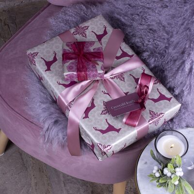 2 m luxuriöses Geschenkband-Set in Pink