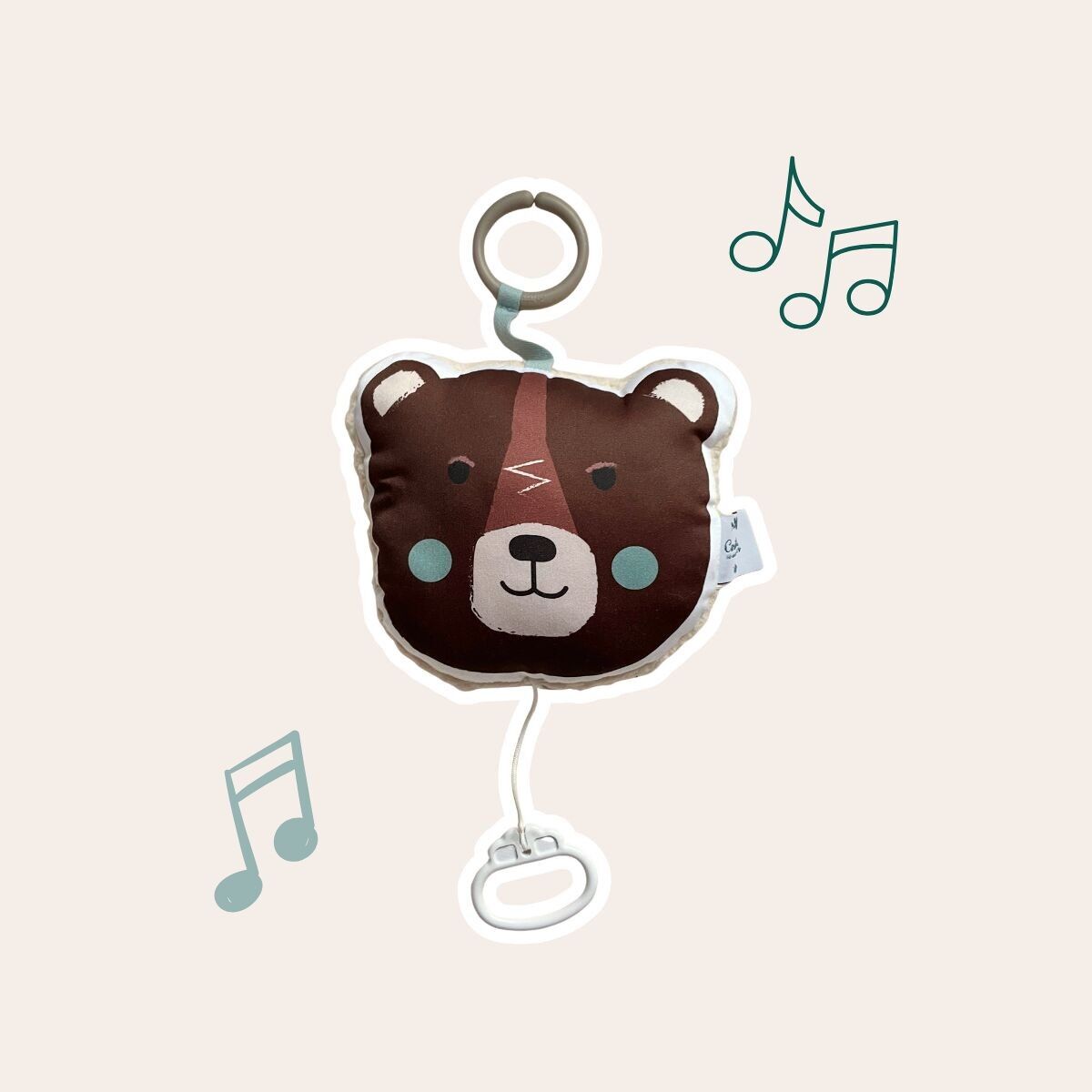Mini coussin musical nomade Ours brun