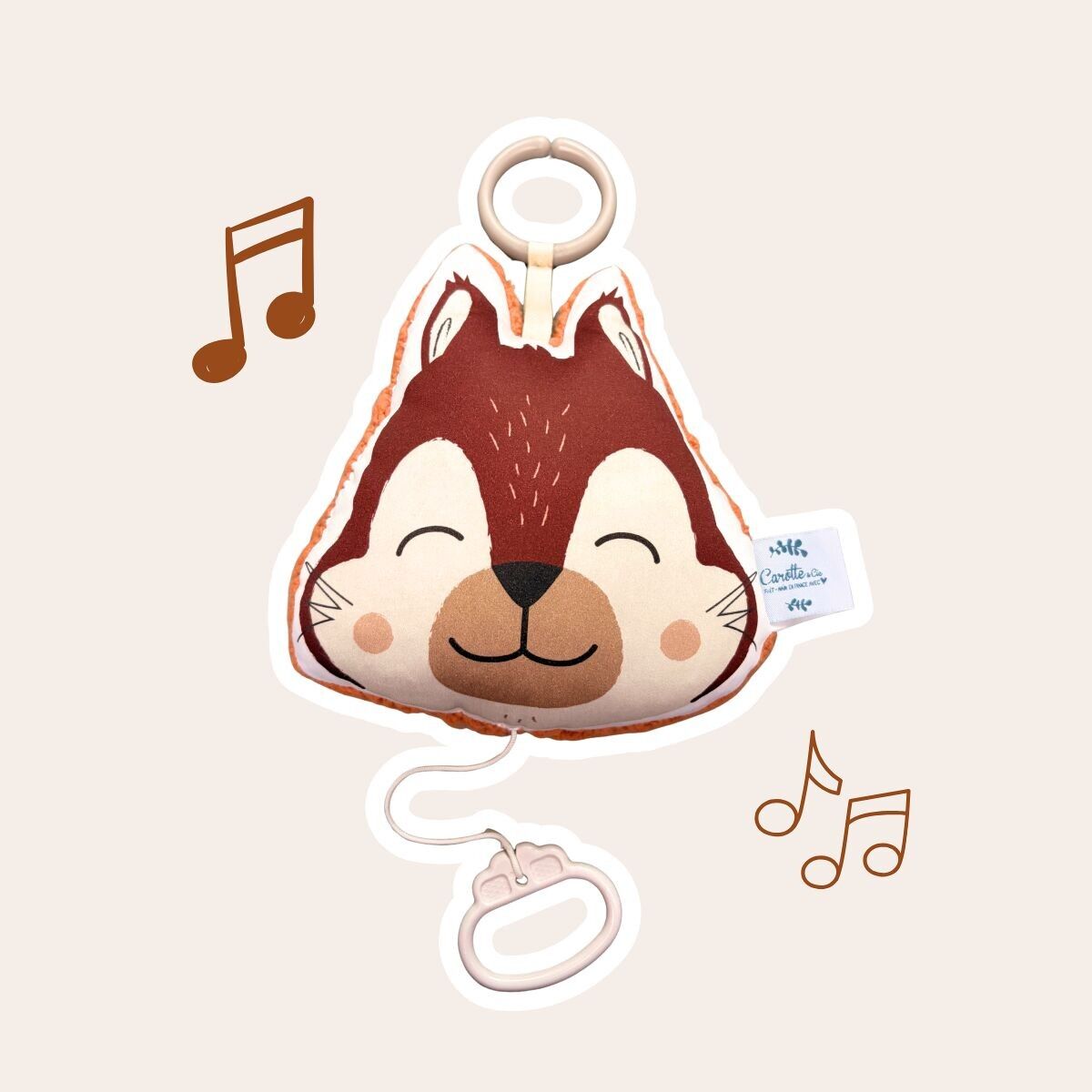 Mini coussin musical nomade Ecureuil toffee