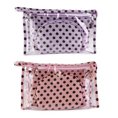 Set de 3 neceseres (25x17x8 cm), 2 colores surtidos-3161002