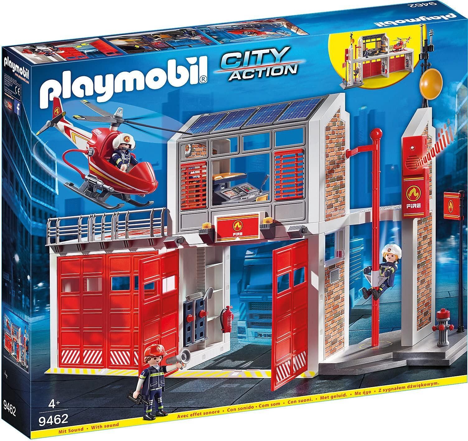 Playmobil 9462 Feuerwache mit Hubschrauber - City Action - Feuerwehr - Feuerwehrmänner Feuerwehrmann