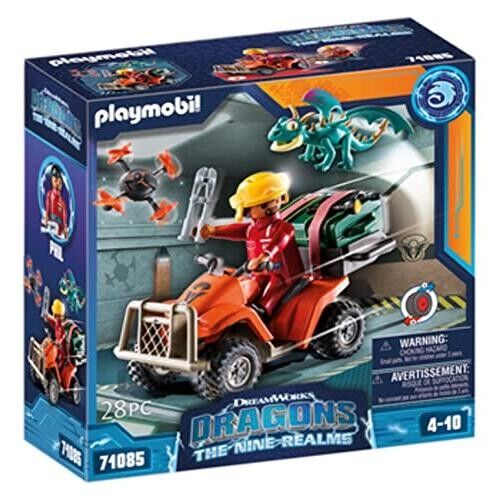 Playmobil 71085 Dragons: The Nine Realms – Quad & Phil – Dragons Nine Realms – mit der Spielfigur Phil Baker, einem Drachen, einem Quad und Zubehör – ab 4 Jahren