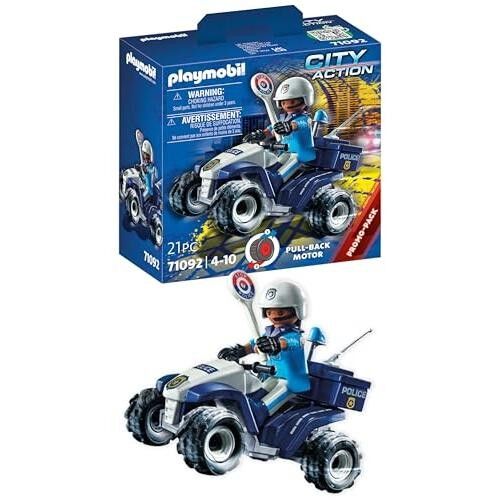 Playmobil 71092 Poliziotto e Quad - City Action - con personaggio, Quad con motore Retro-Fiction e accessori - Inseguimento Intervento - Da 4 anni
