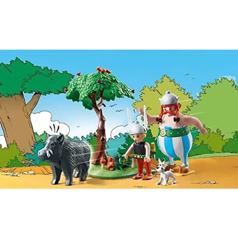 Playmobil 71160 Astérix – La Chasse Au Sanglier – Astérix, Obélix, Idéfix Et Un Sanglier – Arbre Amovible – Dès 5 Ans
