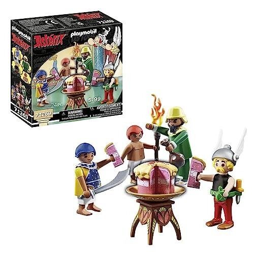 Playmobil 71269 Asterix: la torta avvelenata di Amonbofis - con l'assaggiatore di Cleopatra, Amonbofis, il suo assistente cacciavite - Le avventure di Obelix - Storia e immaginazione - Dai 5 anni in su