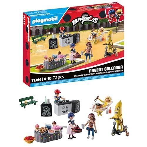 Playmobil 71344 Miraculous Ladybug Adventskalender: Picknick in Paris – Enthält fünf Spielfiguren und 24 aufregende Überraschungen – Ab 4 Jahren