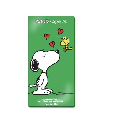 Snoopy - Barra de chocolate negro con limón y jengibre - KISS