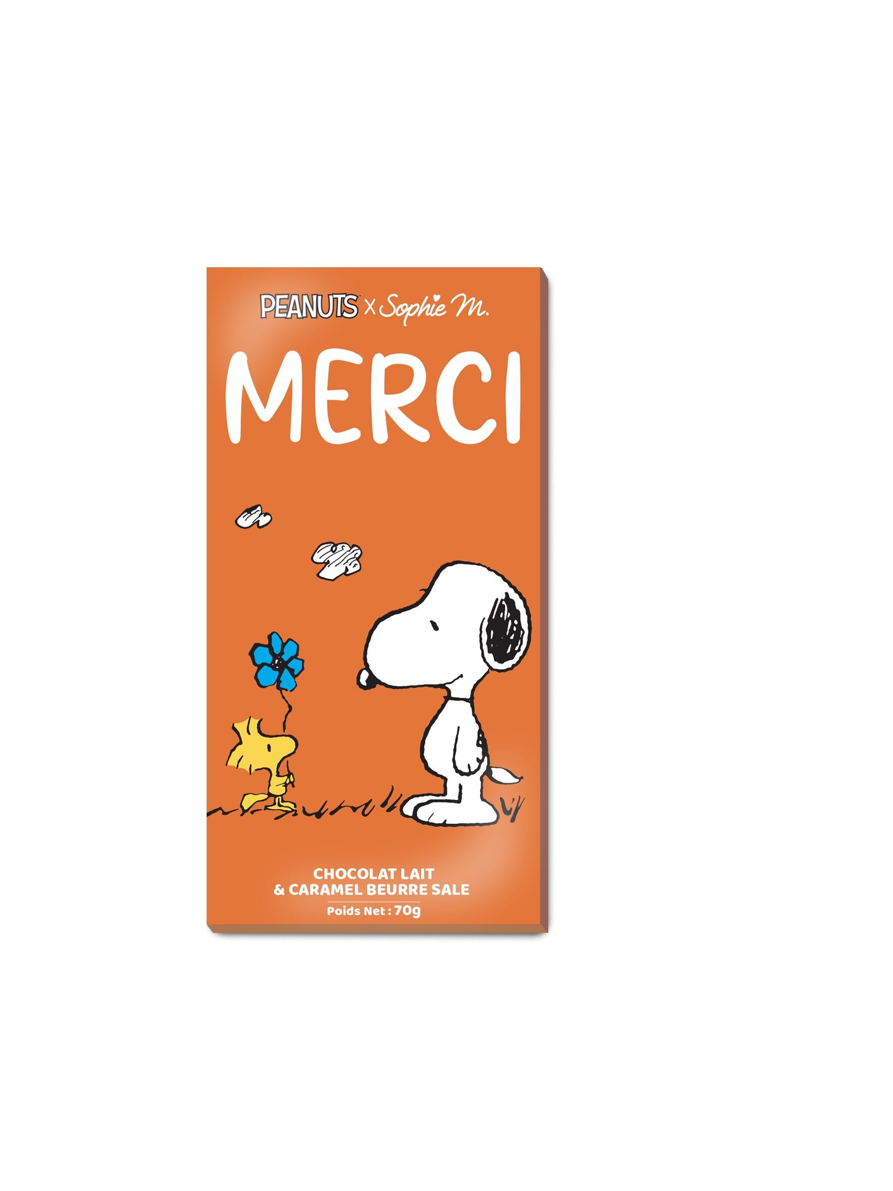 PEANUTS Snoopy MERCI Tab choc Lait Caramel au beurre salé 70g