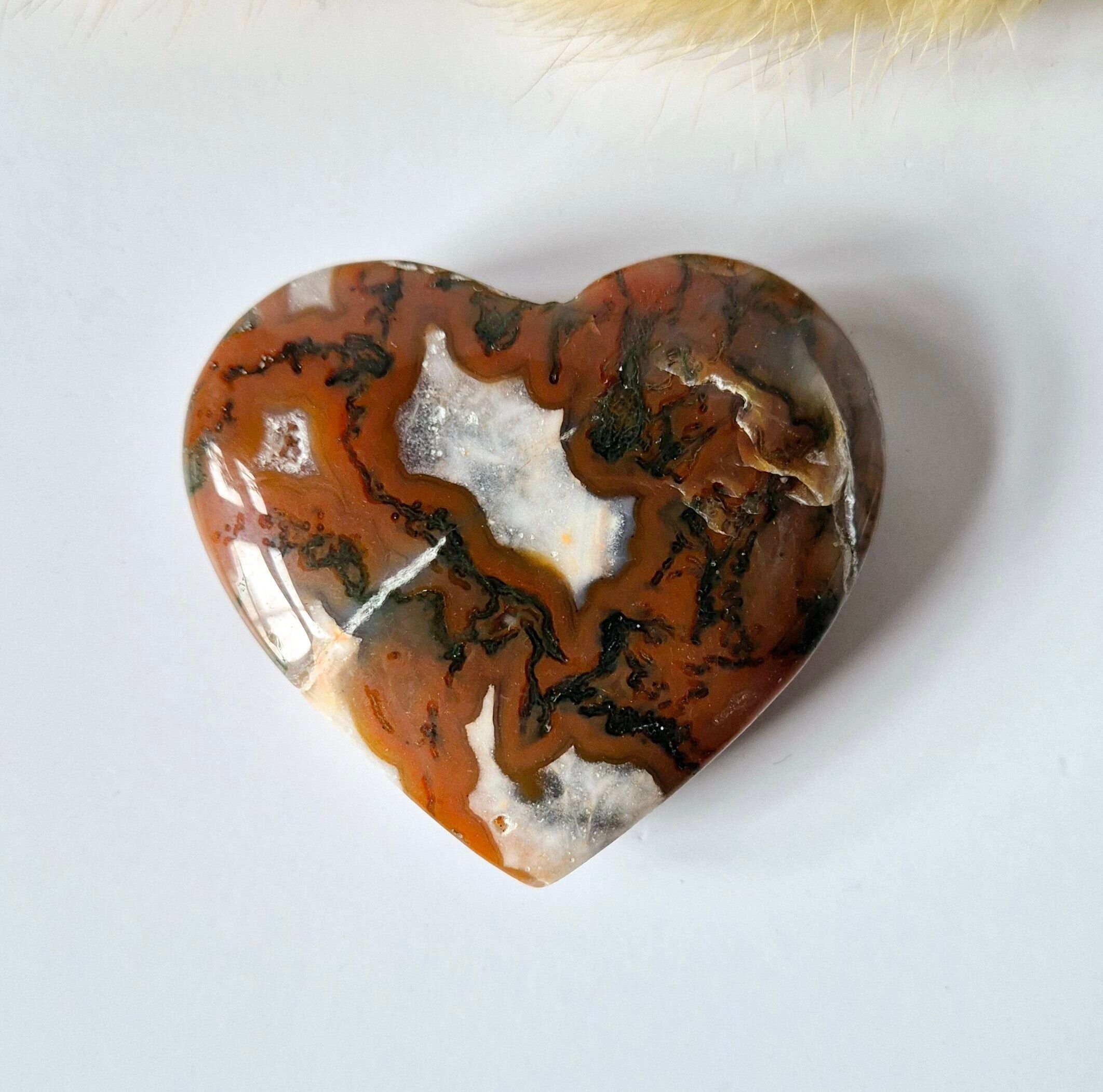 Cuore di agata muschiata rossa drusa 6-8 cm – #19 (perfetto per San Valentino)