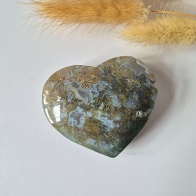 Coeur en agate mousse rouge druzy 6-8 cm – #23 (parfait pour la Saint-Valentin)