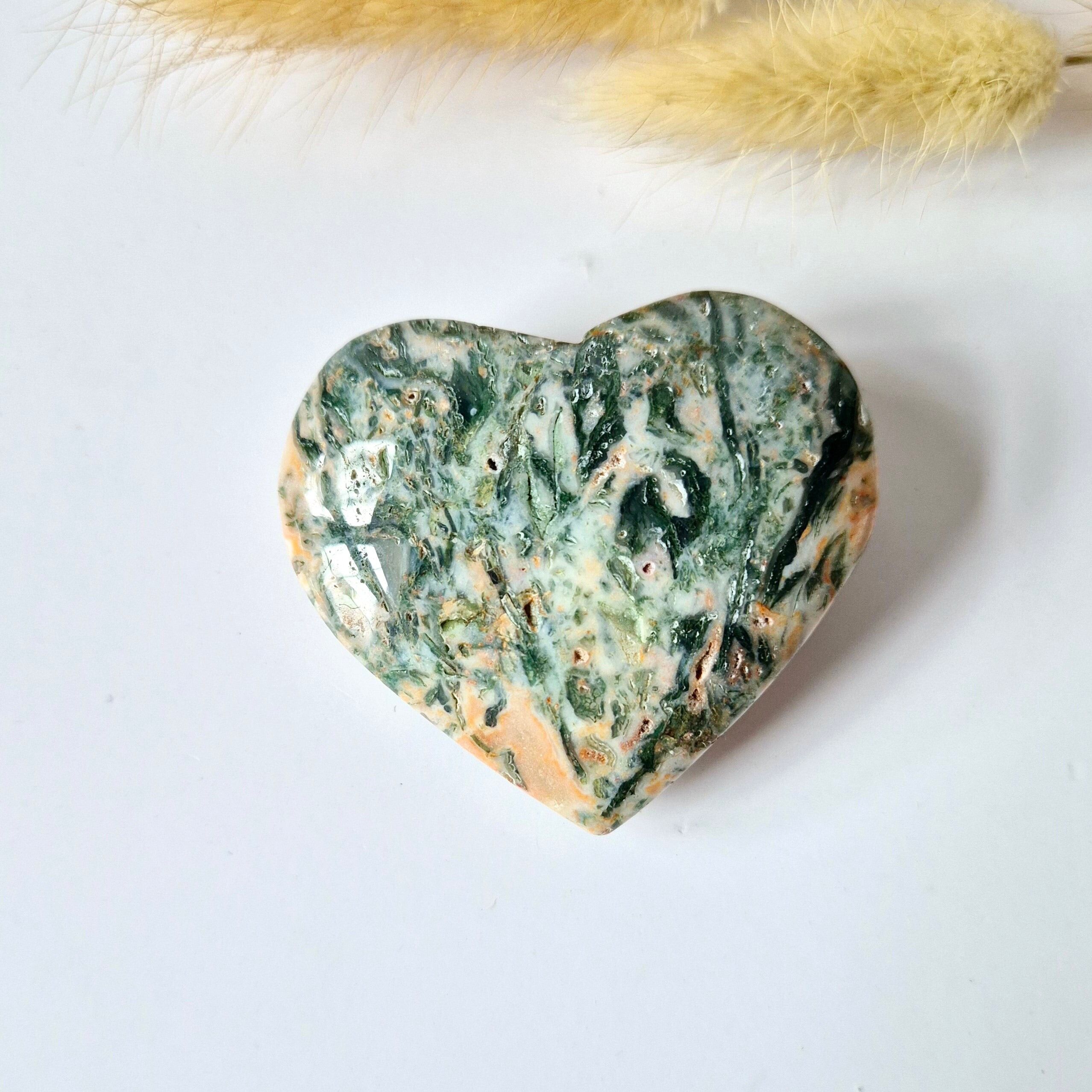 Druzy Red Moss Achat Herz 6-8cm – #27 (perfekt für den Valentinstag)