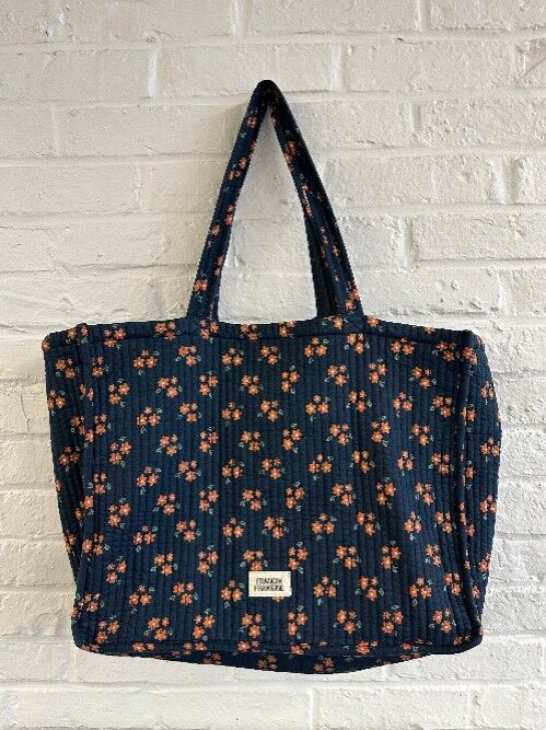 Borsa tote Emile ##2799DM fiori blu navy