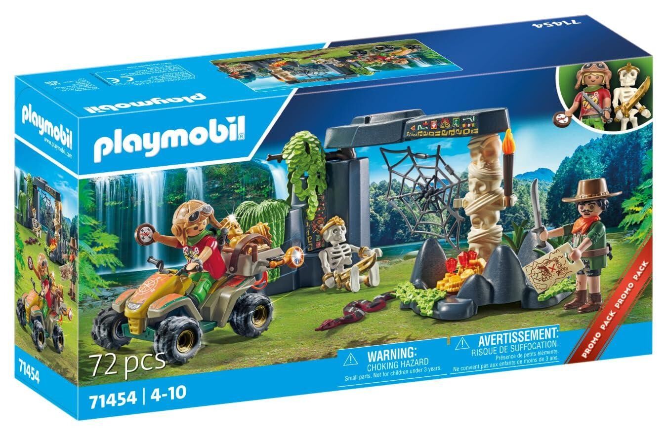 Playmobil 71454 - Esploratori della giungla e rovine - Include 2 personaggi, un quad tutto terreno, rovine, uno scheletro e un tesoro segreto - Dai 4 anni in su