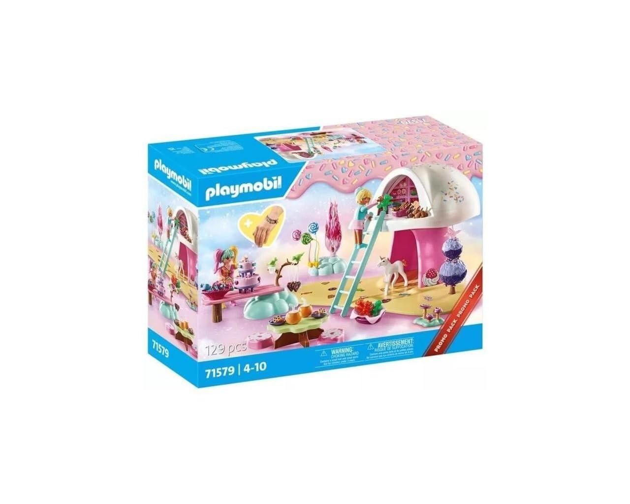 Playmobil 71579 Niñas con dulces - Incluye dos figuras, casa de setas, unicornio, mesas, dulces y accesorios - A partir de 4 años