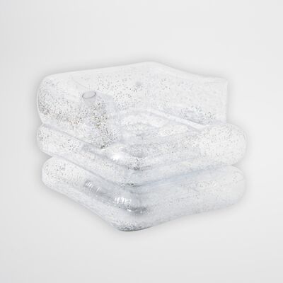 Sillón hinchable transparente con lentejuelas (90 x 165 x 50 cm)