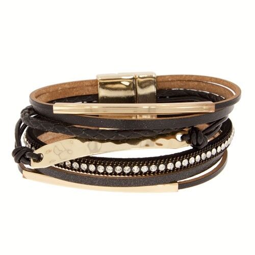 Bracciale multifilo in pelle con chiusura magnetica 31