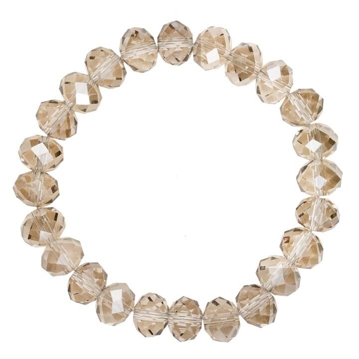 Bracciale con perle di vetro tagliato, grigio-trasparente