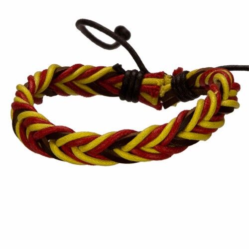 Lederarmband, Braun-Rot-Gelb