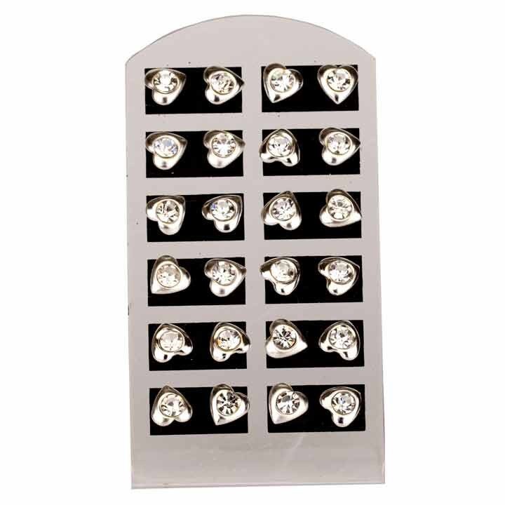 Juego: 12 pares de pendientes con piedra 1, corazón