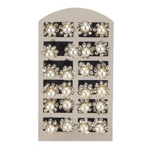 Set: 12 paia di perni per orecchini in perla artificiale, 6 mm
