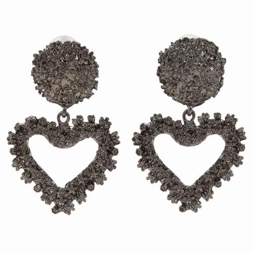 Orecchini alla moda a forma di cuore, antracite