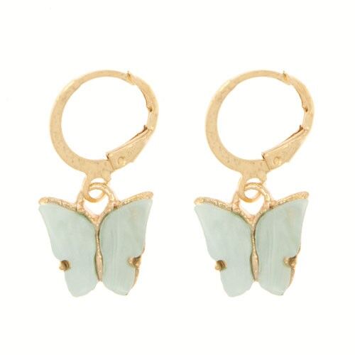 Ohrringe Schmetterling, Perlmutt, Gold-Türkis