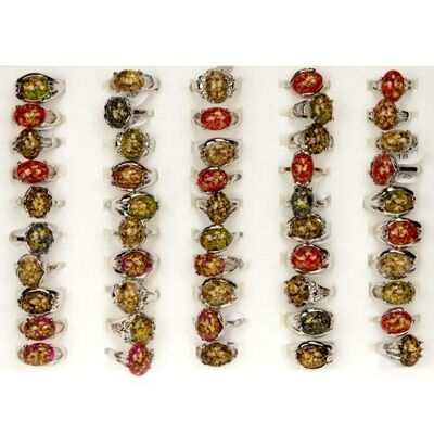 Surtido de anillos de moda de resina, plata y colores