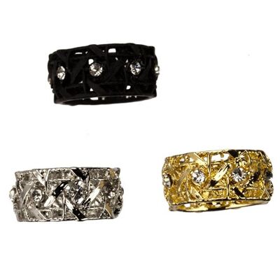 Anillo de diseño, negro, plata, oro.