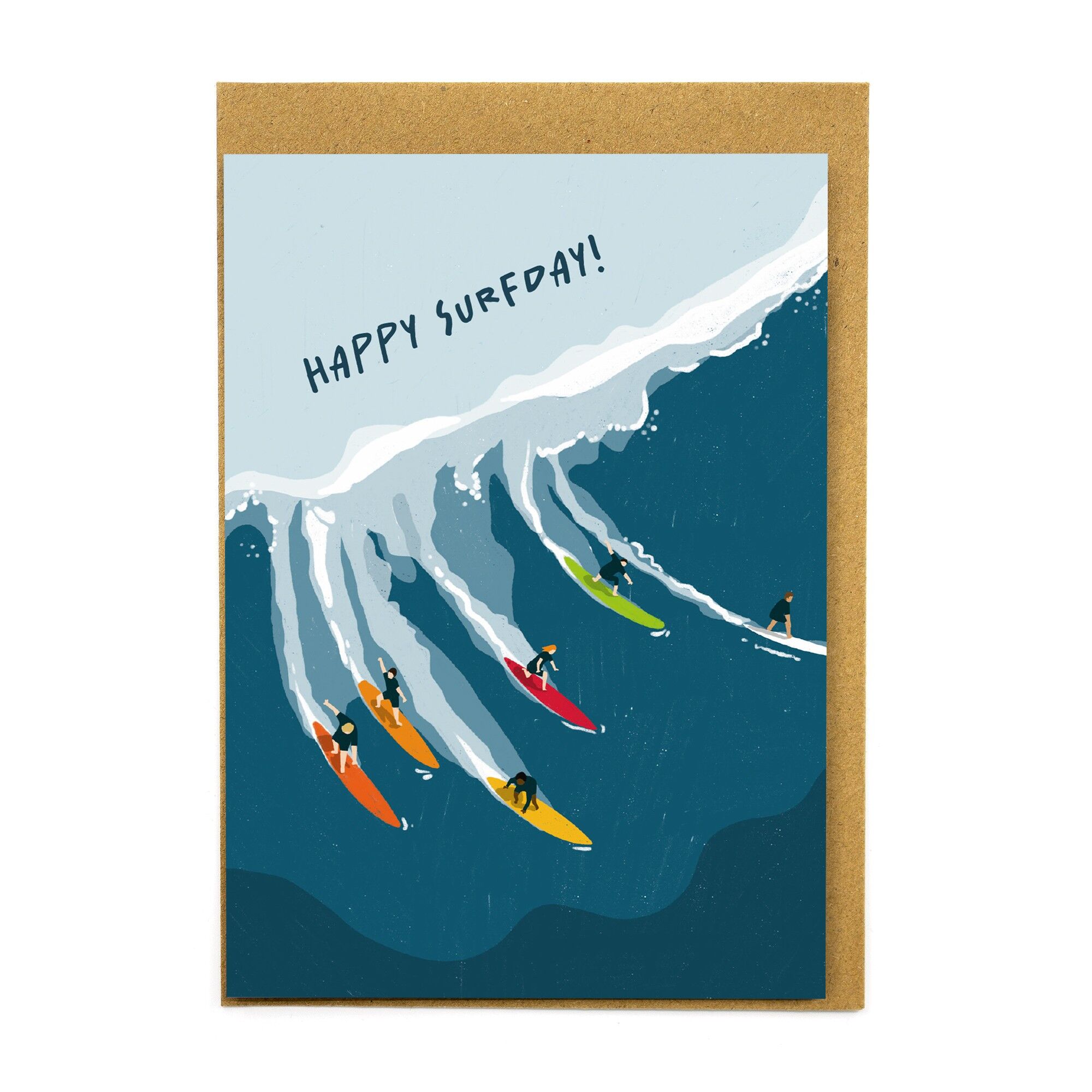 Lustige Geburtstags-Postkarte (A6)- Happy Surfday - Für Outdoor Fans & Surfer - Selbstgestaltetes Motiv auf hochwertigem 450 g/qm Papier