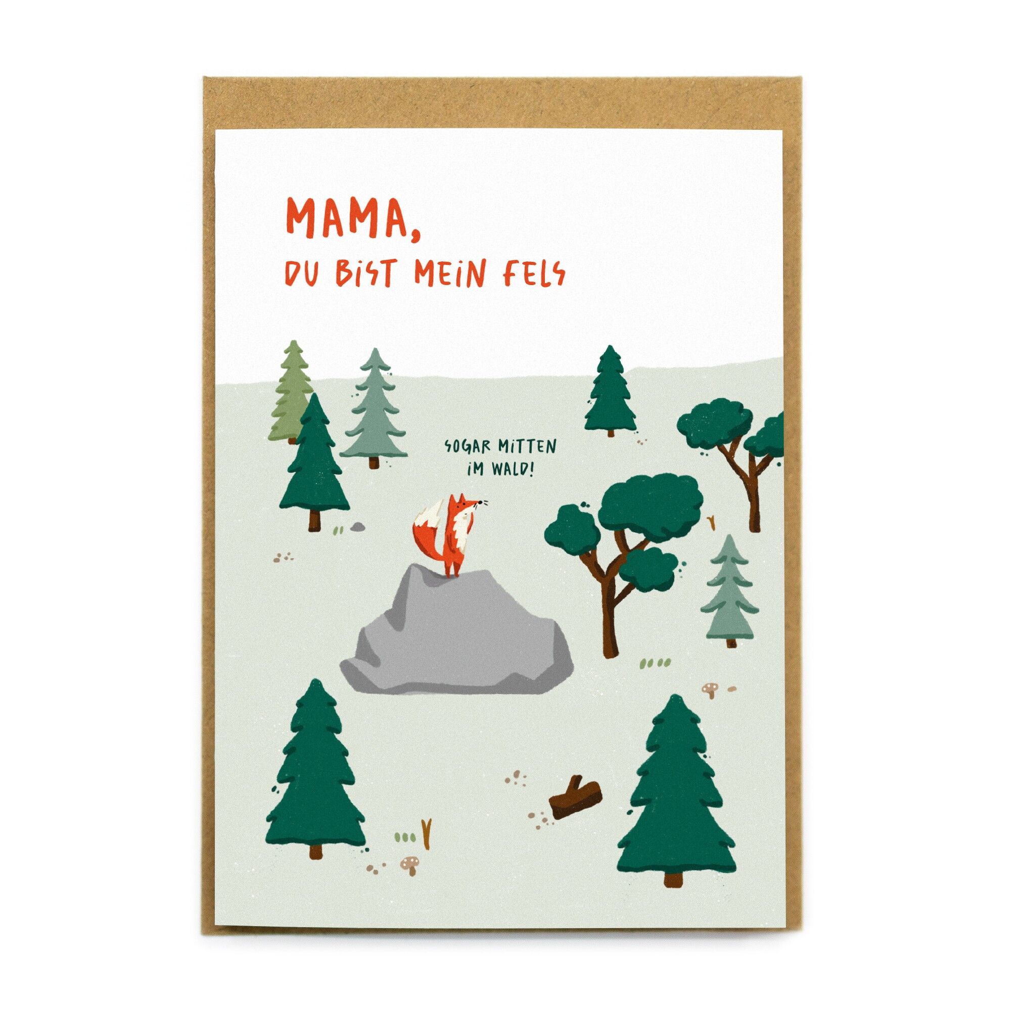 Divertente biglietto di auguri per la festa della mamma, (A6) - Mamma sei la mia roccia - Per gli amanti dell&#039;aria aperta - Motivo autodisegnato su carta pregiata certificata PEFC