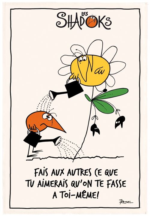Torchon Shadoks Fais aux autres Ecru 48 x 72