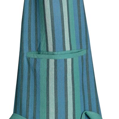 Delantal de cocina reciclado Yuna con bolsillo Pavo real 72 x 85