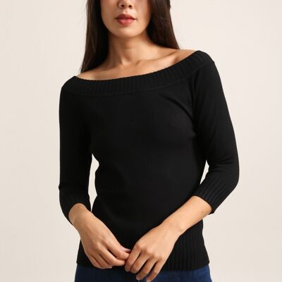 Maglione in maglia con scollo a barca - 3411