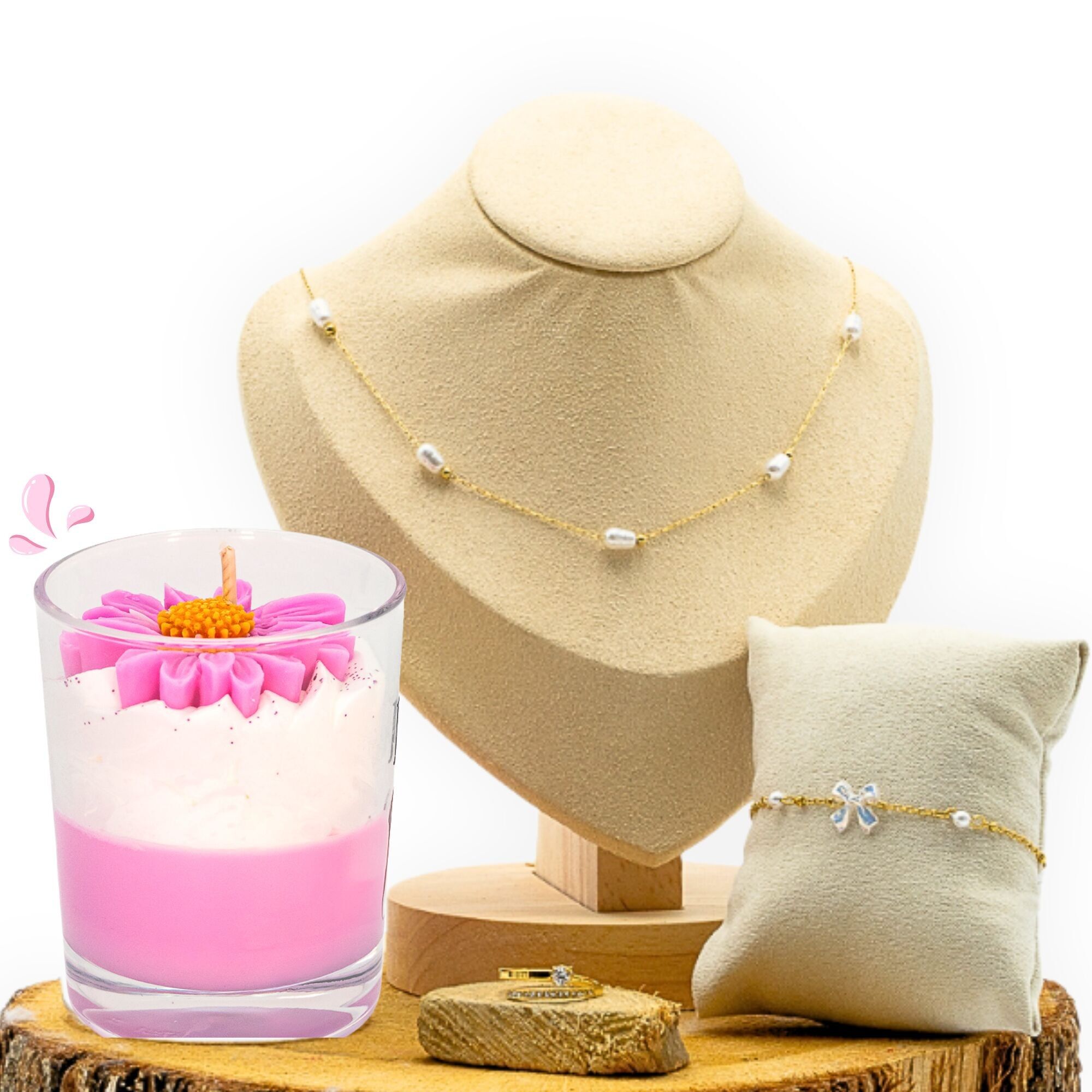 Candela gioiello gourmet al fiore di cotone