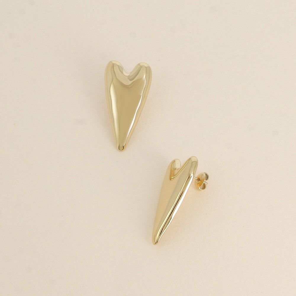 Orecchini a bottone - pezzo a cuore allungato