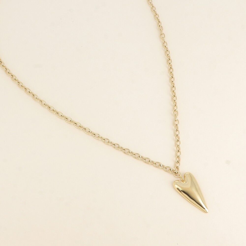 Collana - maglia spessa, ciondolo a cuore allungato e piatto