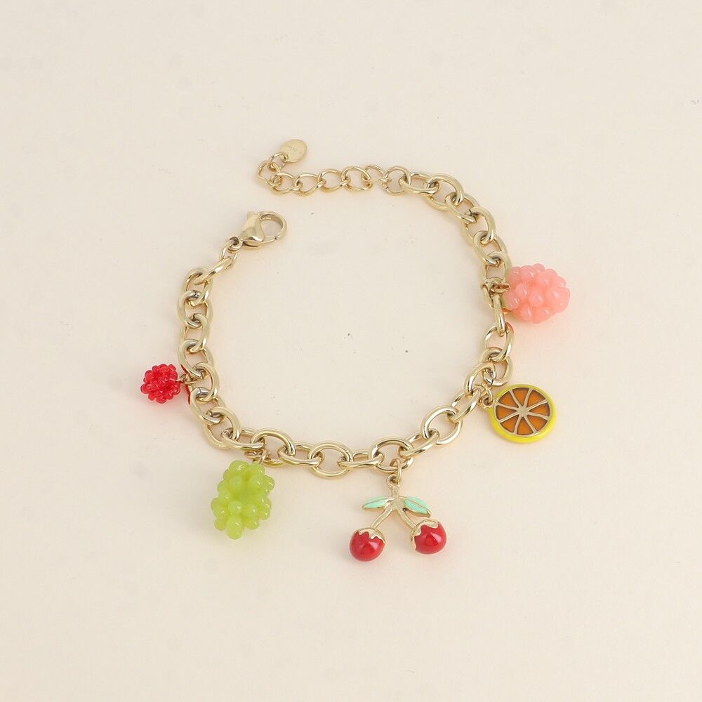 Armband - Obstkorb (Kirsche, Zitrone, Trauben, Himbeere)