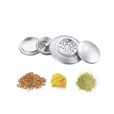 Grinder - Grinder per spezie ed erbe aromatiche - 4 parti - Denti diamantati - 80 mm -