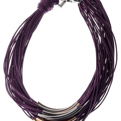 Collana con cordino multifilare con barre metalliche a 3 toni